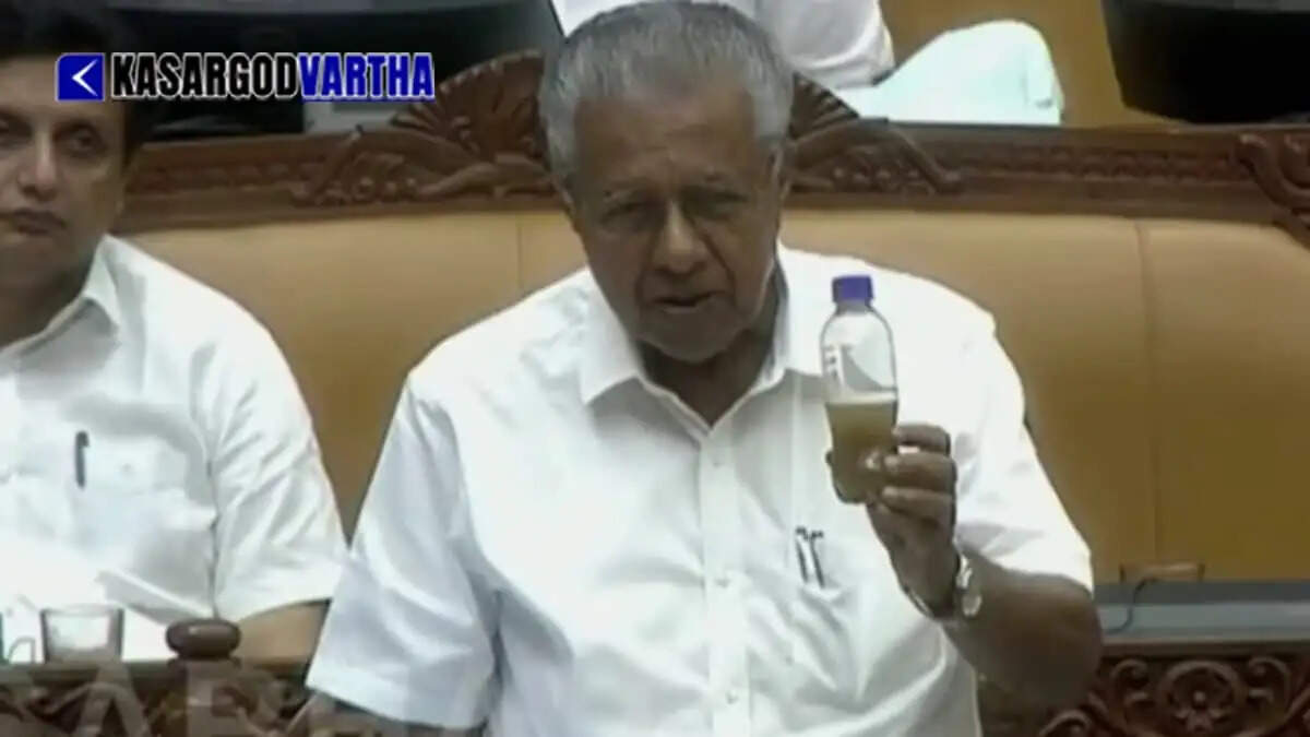 Controversy in Assembly over water cannon use: Opposition claims police used dirty water; Pinarayi Vijayan arrives with water bottle.