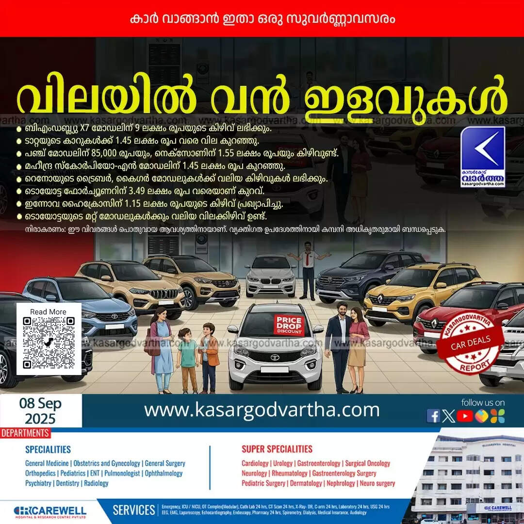 Cars lined up at a dealership, symbolizing the new price drops due to GST reduction.