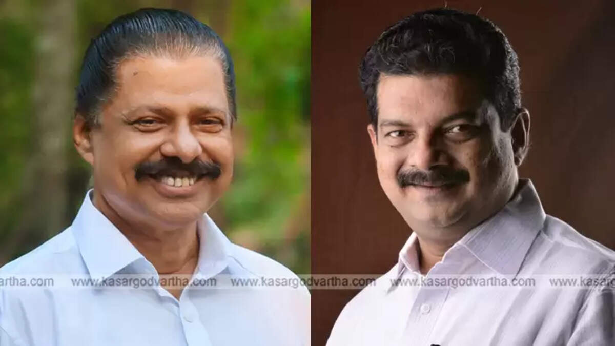 Composite image of MV Govindan and Sunny Joseph discussing Nilambur by-election.