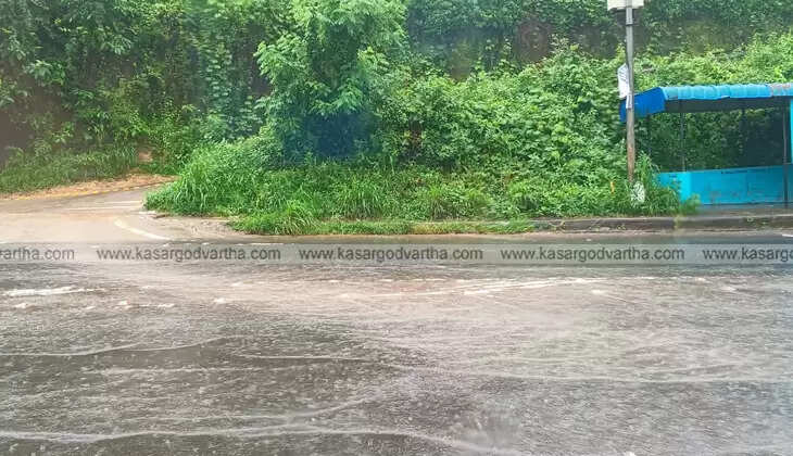 Damaged section of Kasaragod Kanhangad KSTP road with potholes