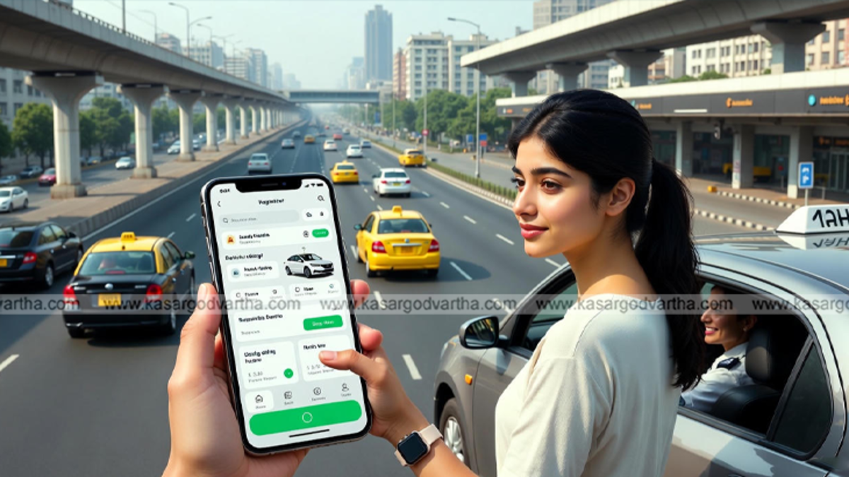 Online taxi booking app on a smartphone screen
