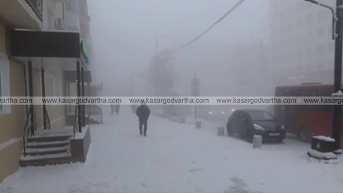 Snow covered streets of Yakutsk city in Russia