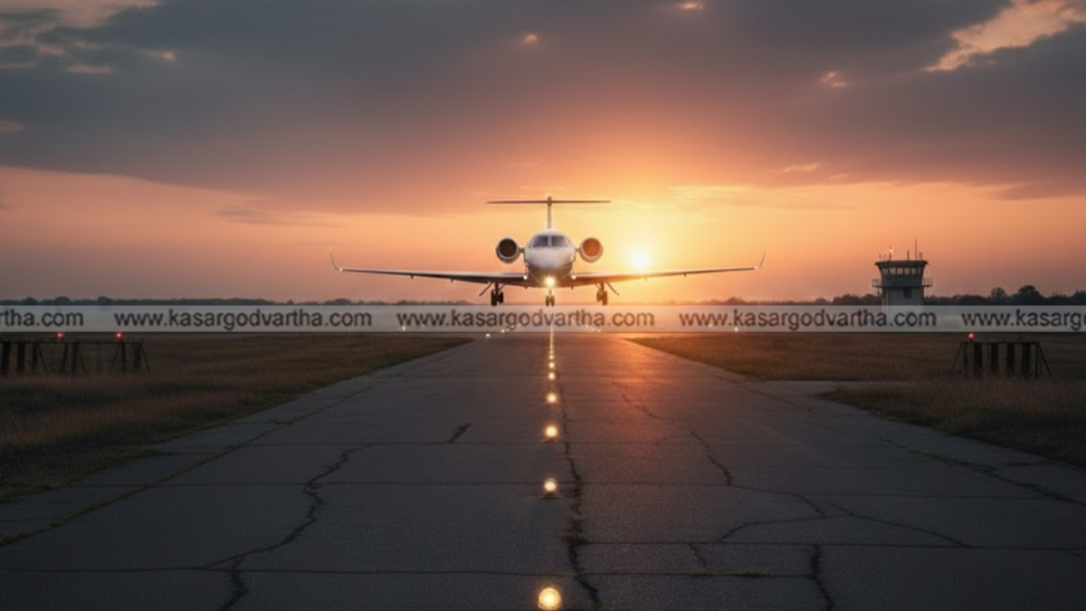 View from a cockpit during a plane landing approach.