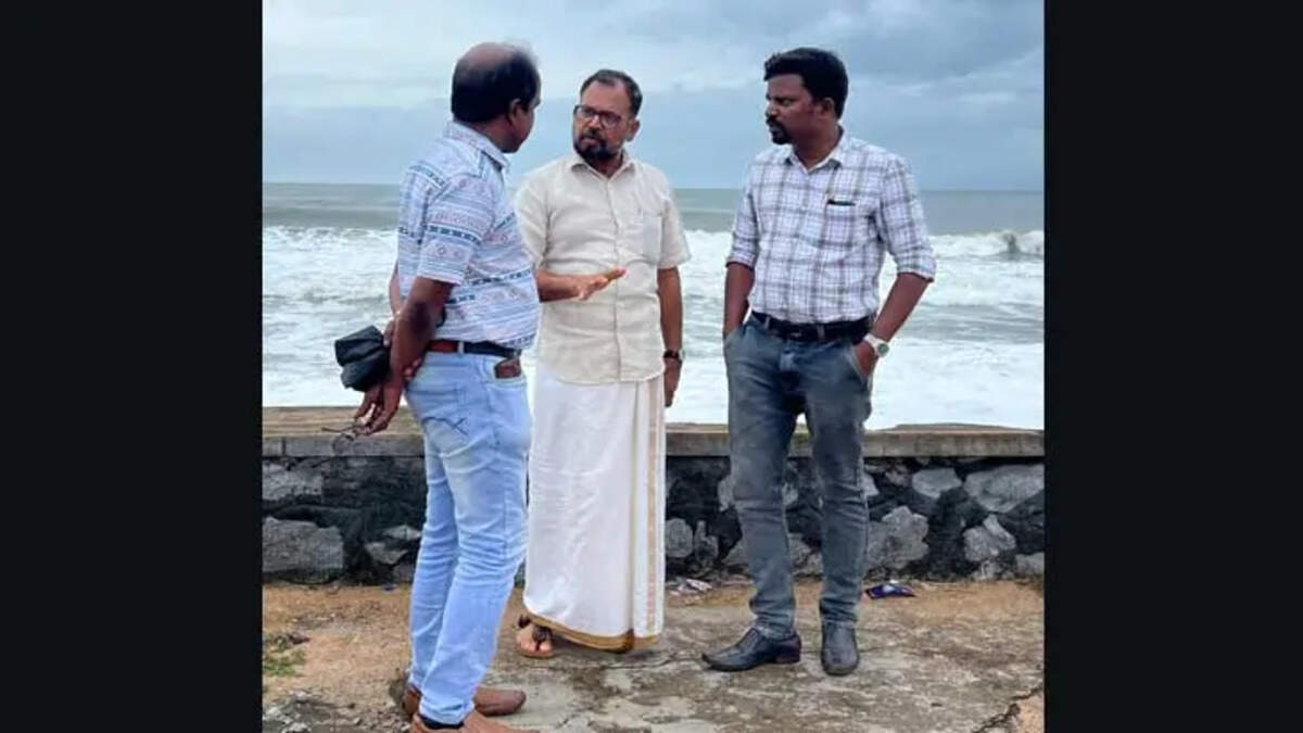 Kasaragod Municipality officials inspecting the beach park site
