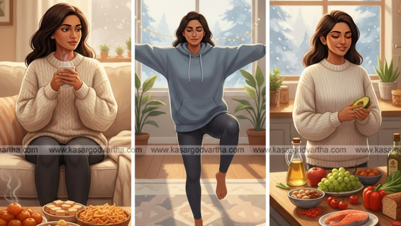 Person doing light exercise indoors during cold weather.