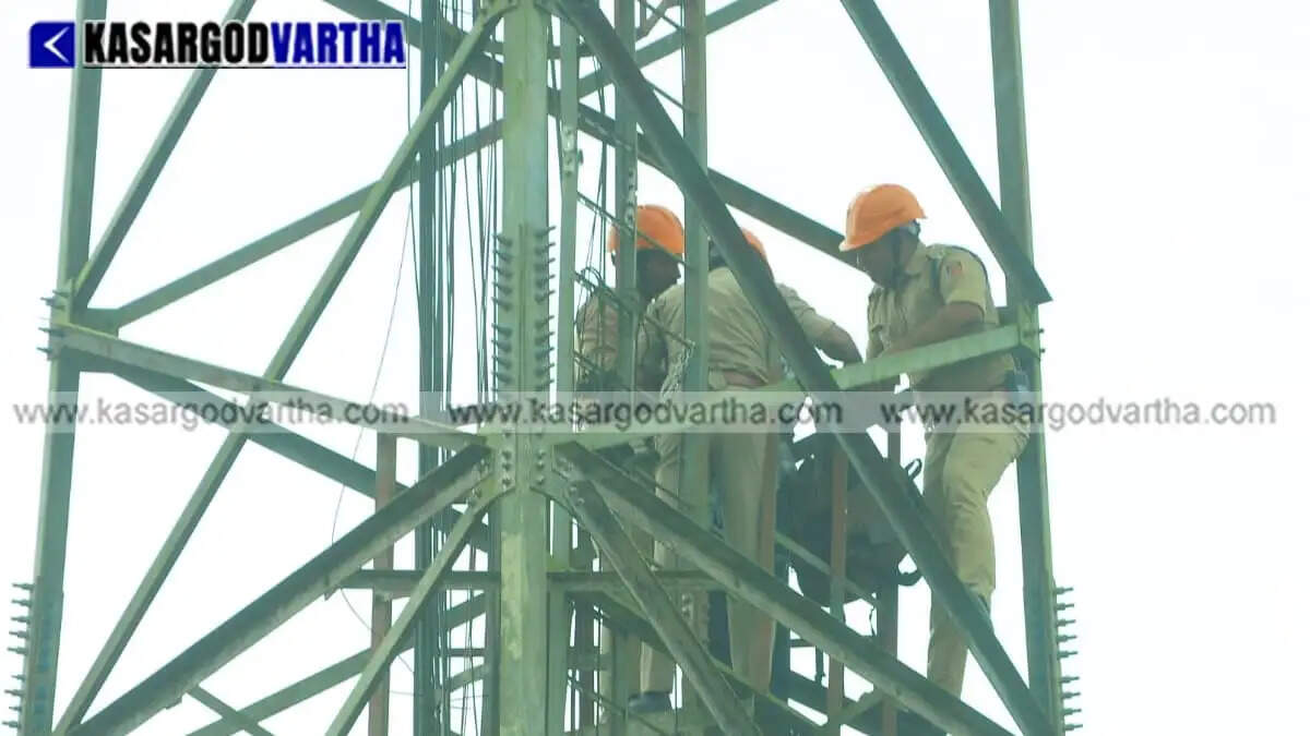 Fire force rescues 74-year-old man who threatened suicide atop mobile tower with petrol in Badiyadka