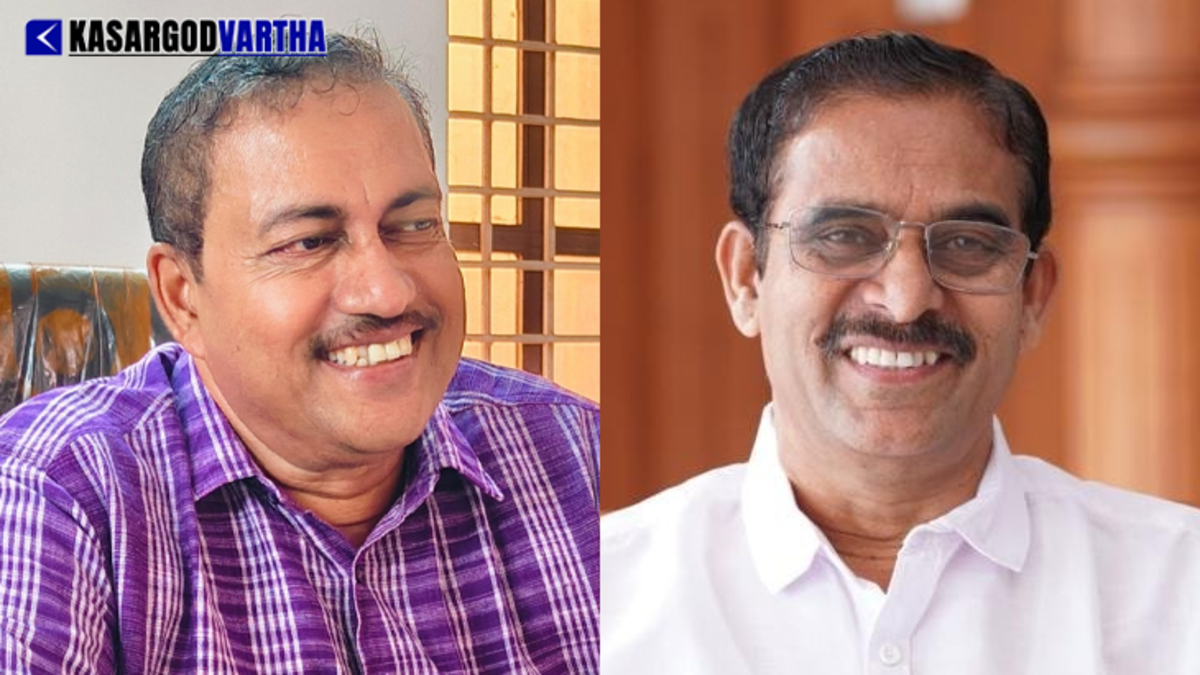 LDF candidates KR Jayananda and CH Kunhambu portraits side by side