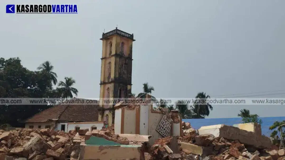 The remains of the historic Christ the King Church in Kayyar after demolition.