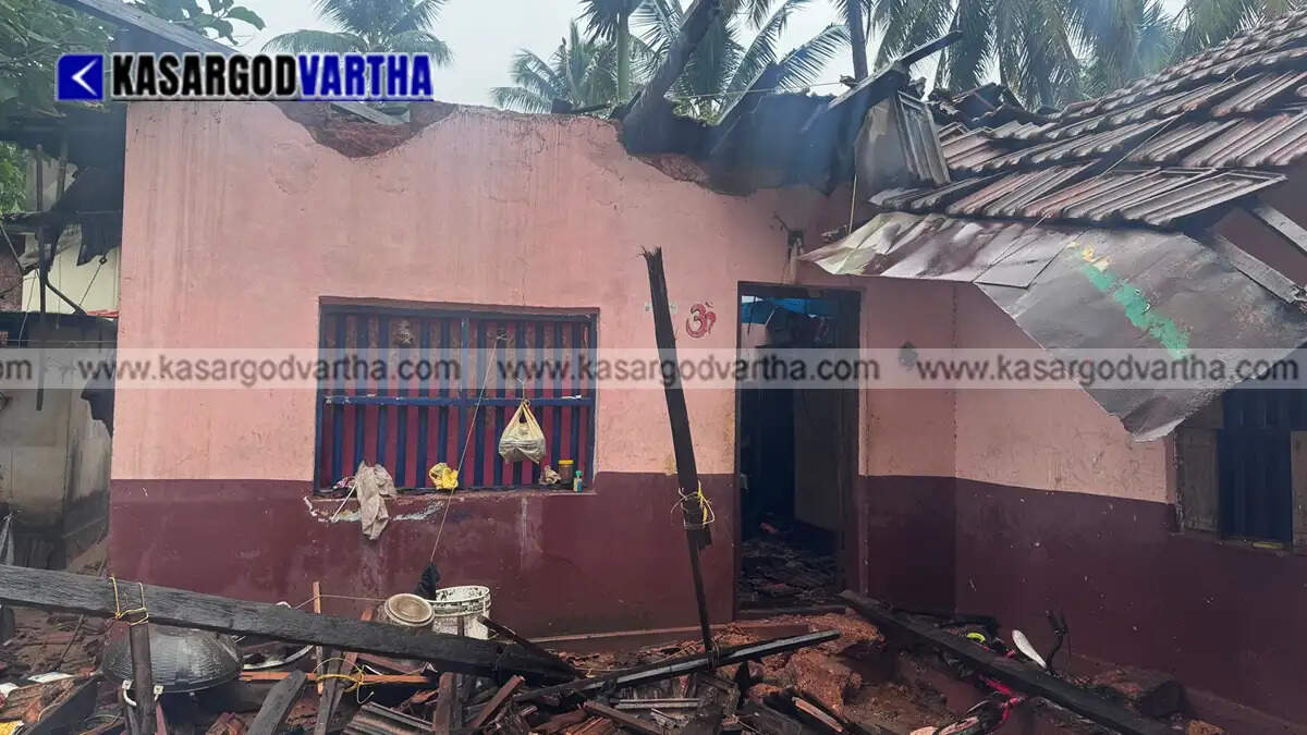 Damaged house after collapse due to rain