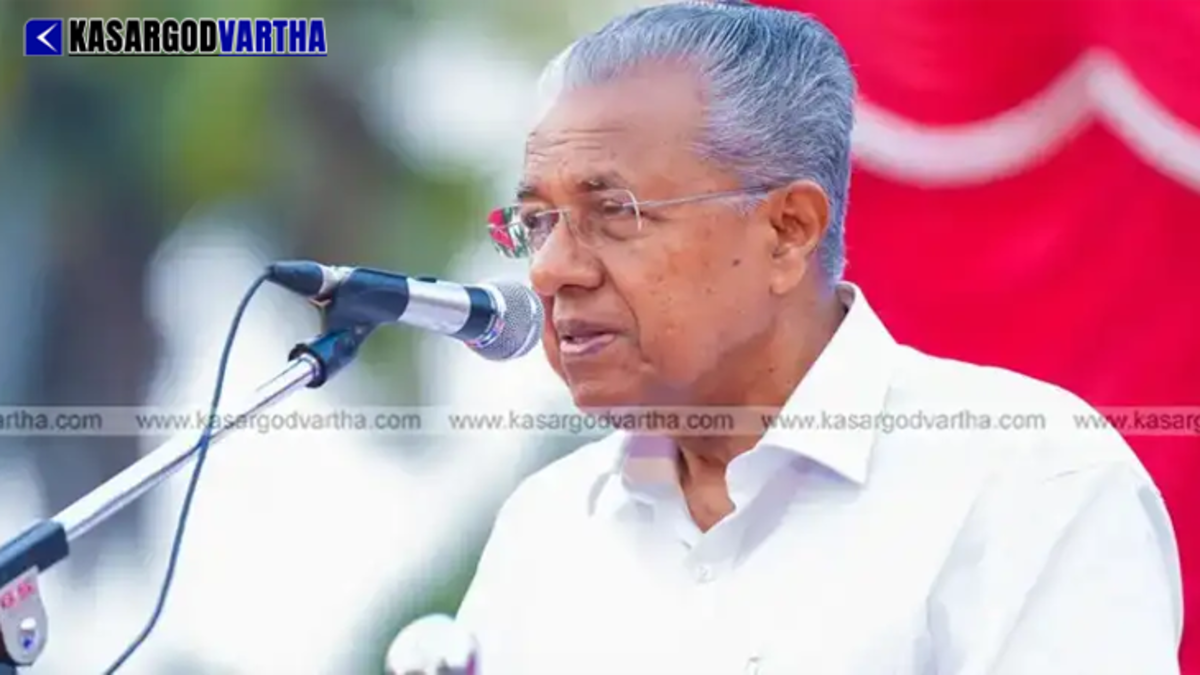 Chief Minister Pinarayi Vijayan addressing a gathering amid 2026 Kerala election campaign.