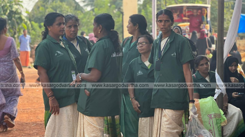 Haritha Karma Sena members sorting plastic waste.