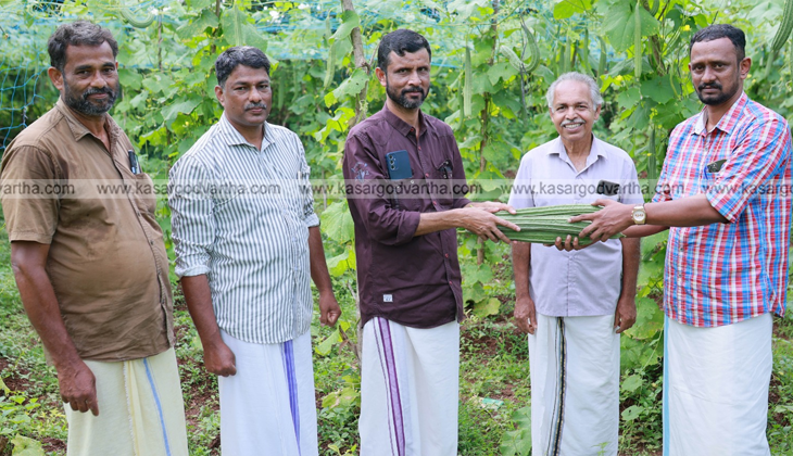 P Radhakrishnan and P Manjunathan with their vegetable harvest.