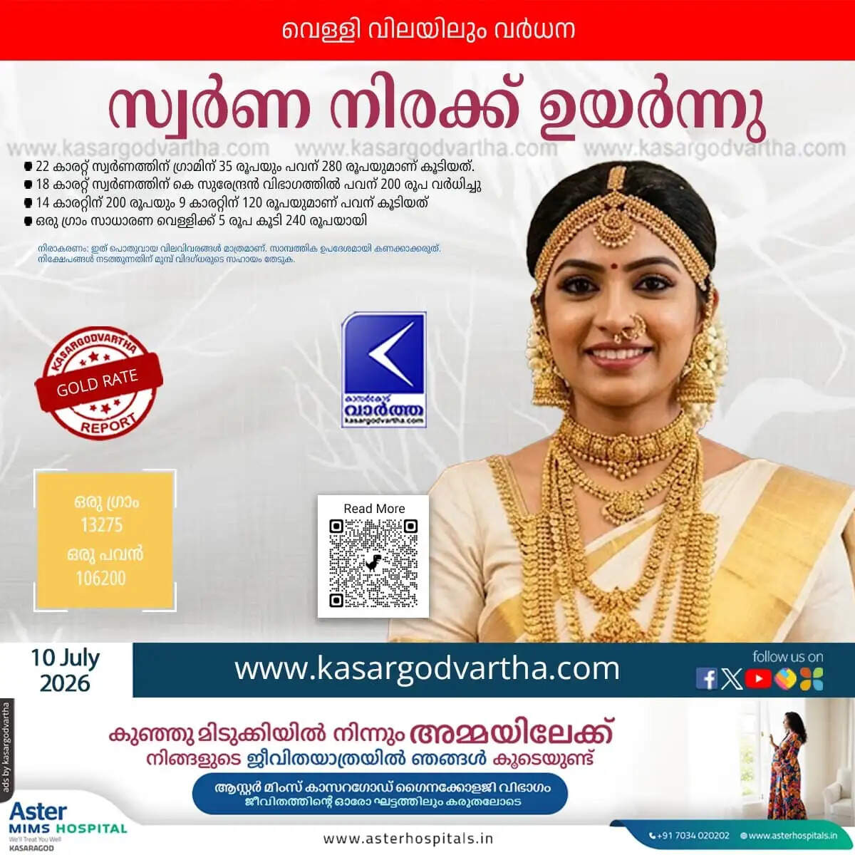 Kerala Gold Price July 10 