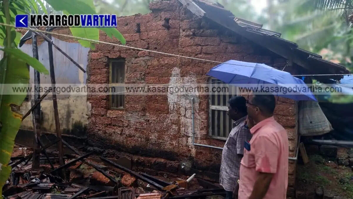 House collapses in Kanhangad due to heavy rain; family of three has miraculous escape
