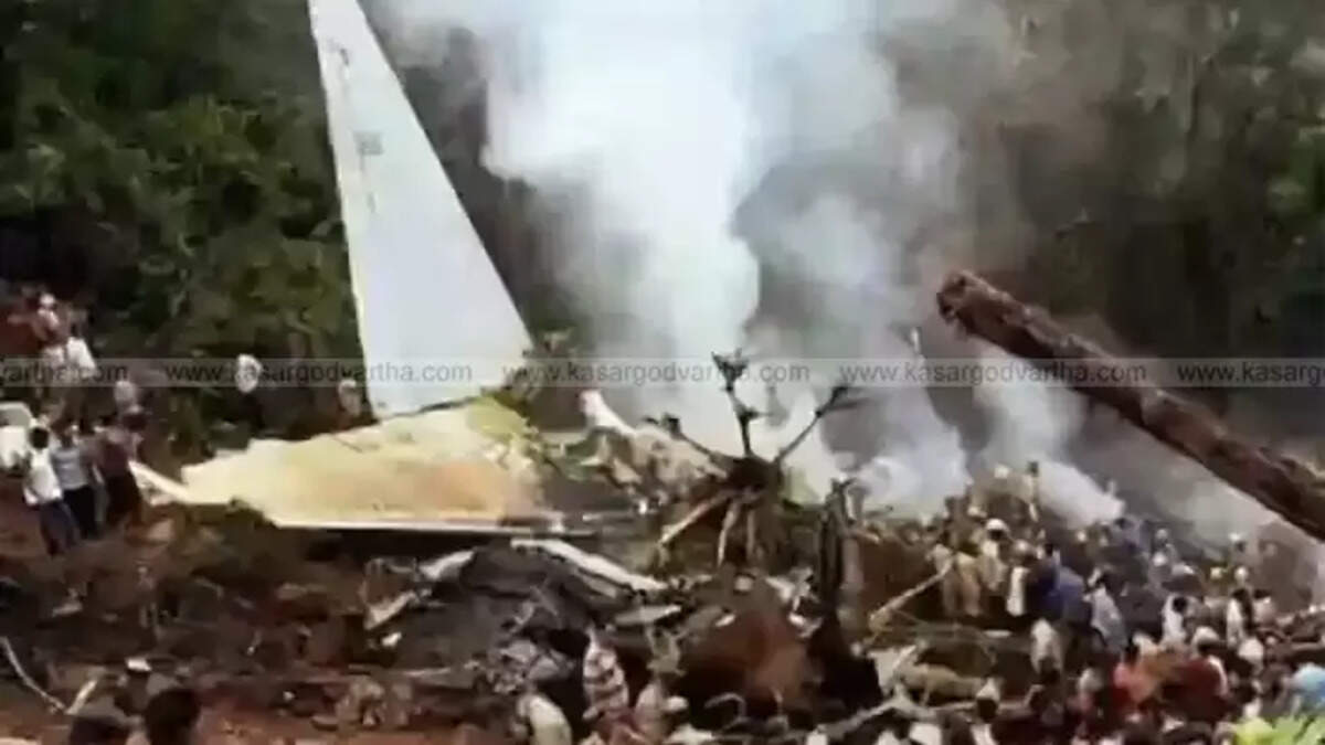 Wreckage of the Air India Express flight that crashed in Mangaluru.