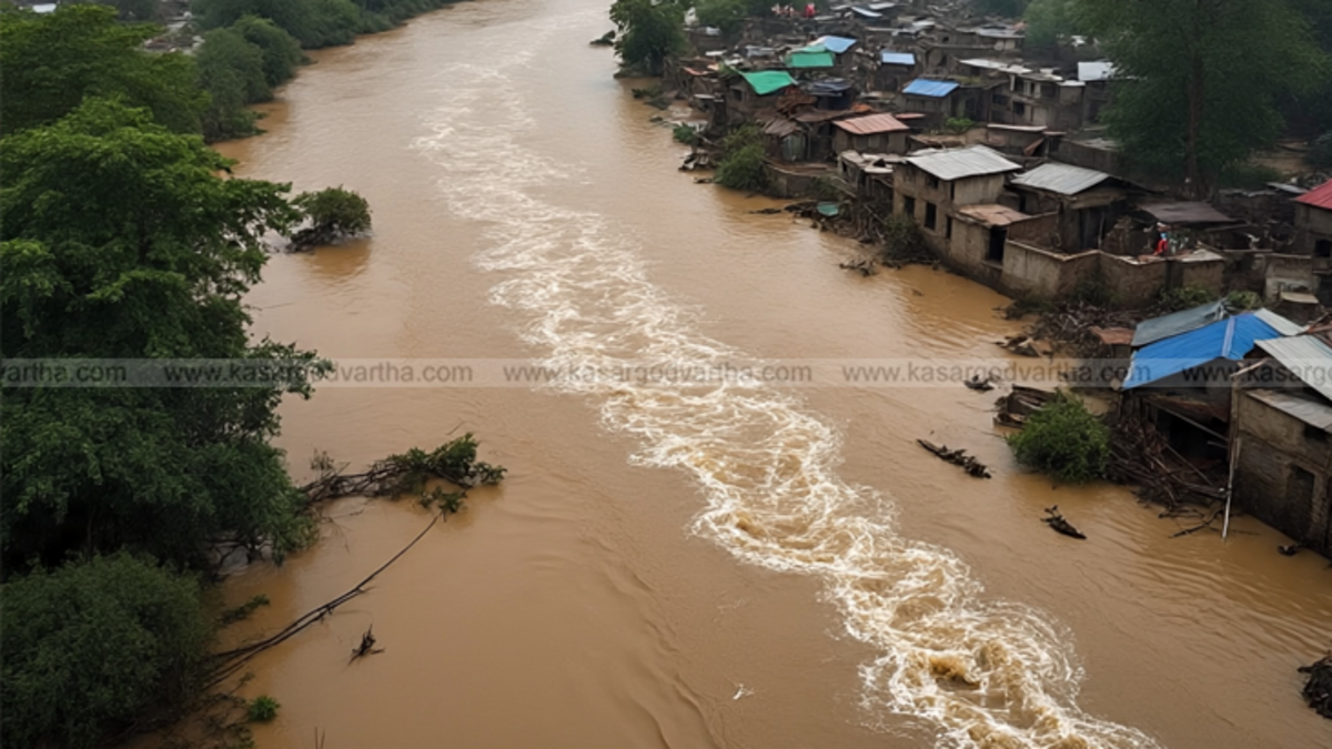 Flooded river due to heavy rain