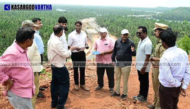 District Collector Arjun Pandian is assessing the national highway construction work in Cheruvathur Veeramalakunnu.