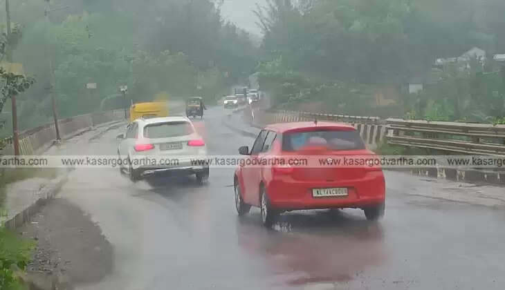 Damaged section of Kasaragod Kanhangad KSTP road with potholes