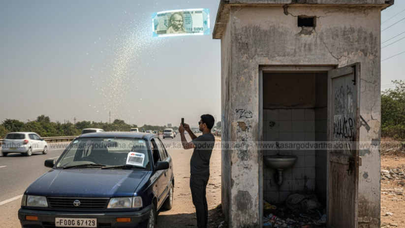 Clean toilet sign on a highway