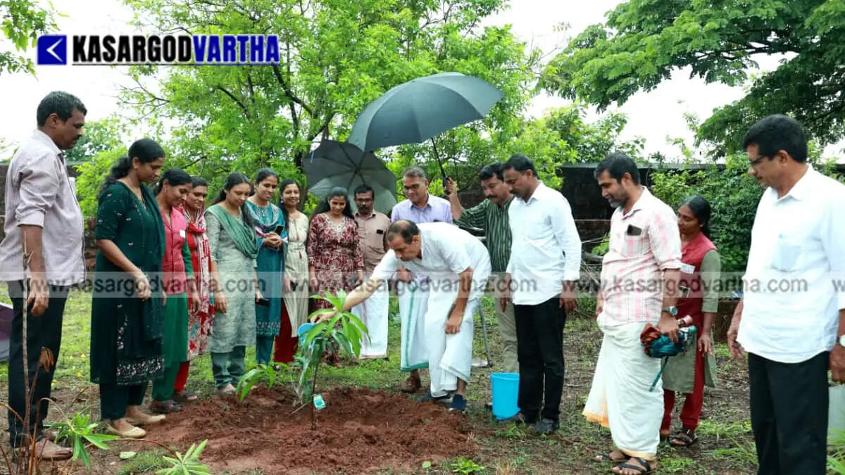 Conceptual image of Kudumbashree workers planting saplings at a historic fort.