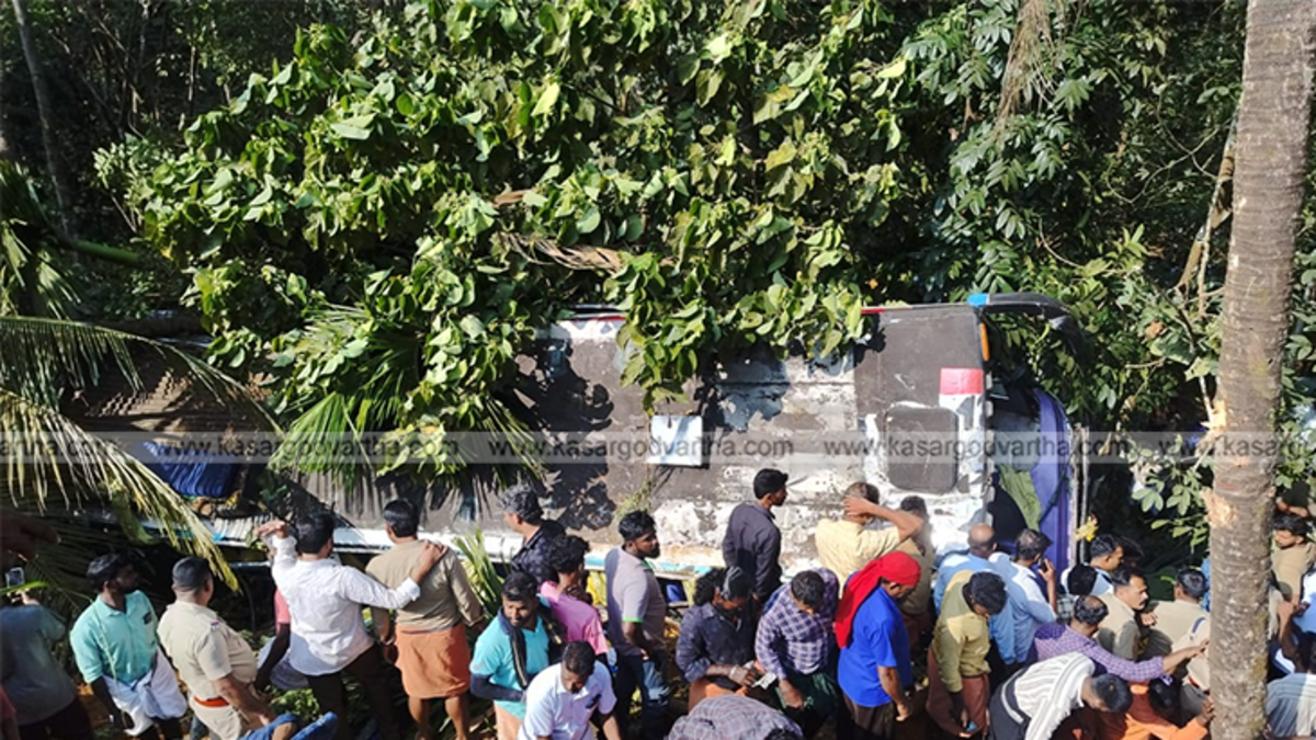 A bus carrying Sabarimala pilgrims overturned in a gorge near Chittarikkal.