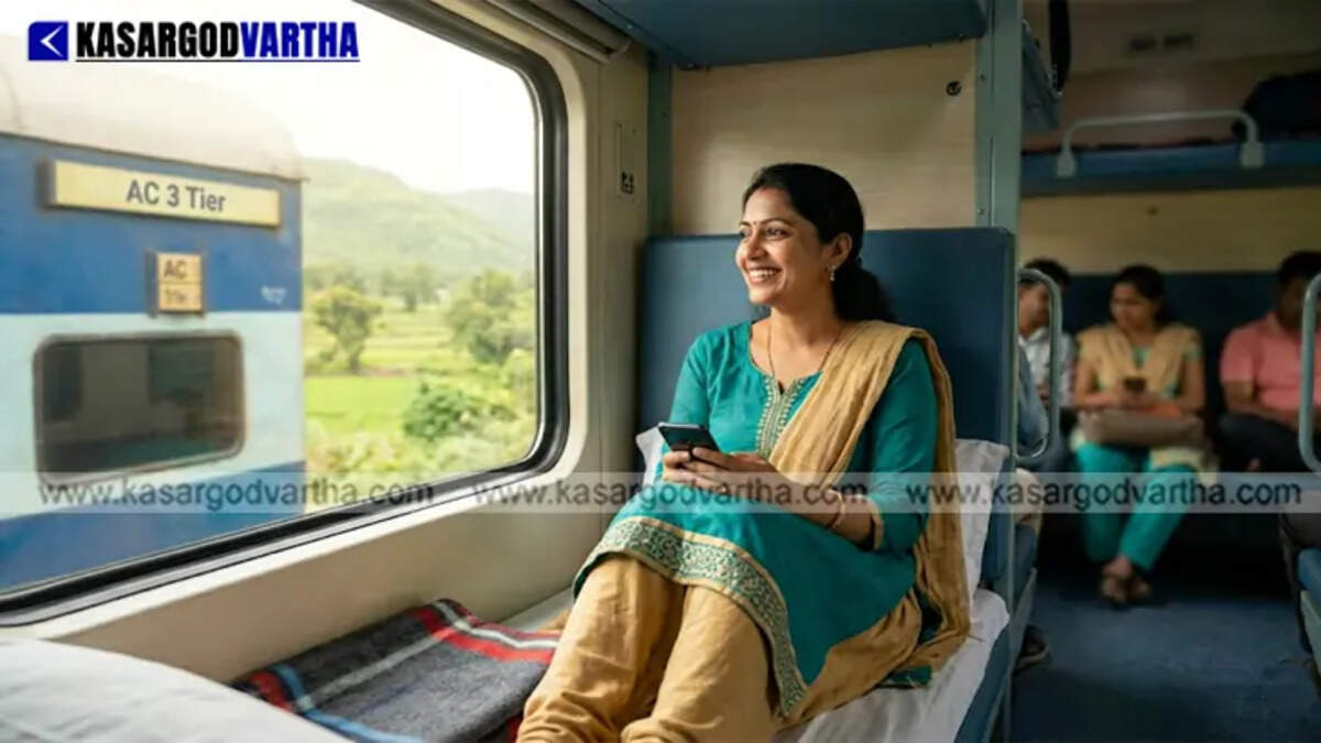  An Indian Railways AC coach showing passengers enjoying a comfortable journey