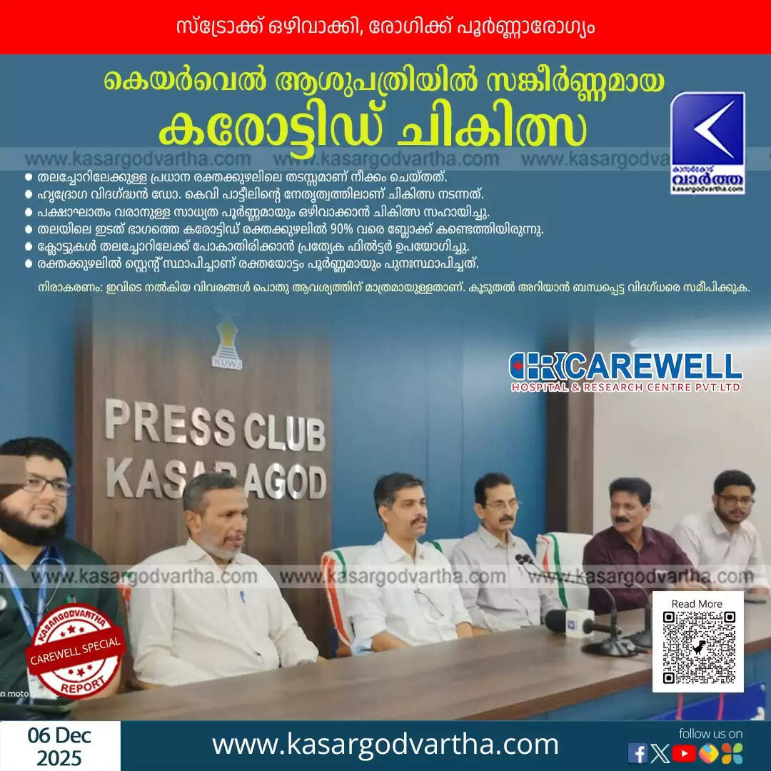 kasaragod carewell hospital carotid angioplasty stenting