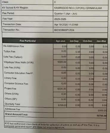 Students attending class in a Kendriya Vidyalaya in Kasaragod