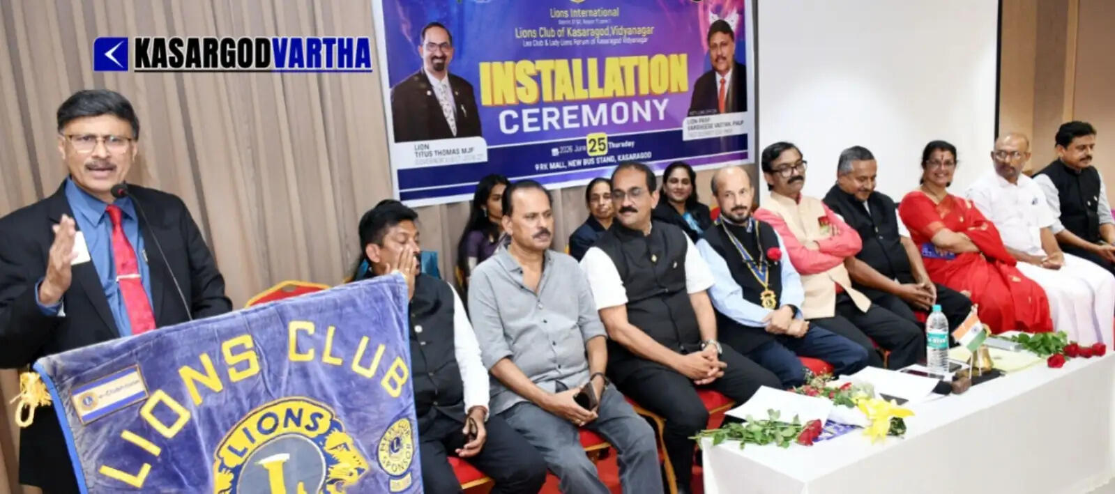 Lions Club members announcing charity projects