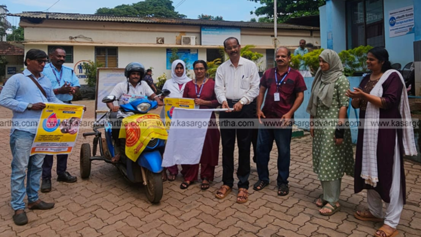 Hakeem Kambara on three-wheeler scooter for polio campaign