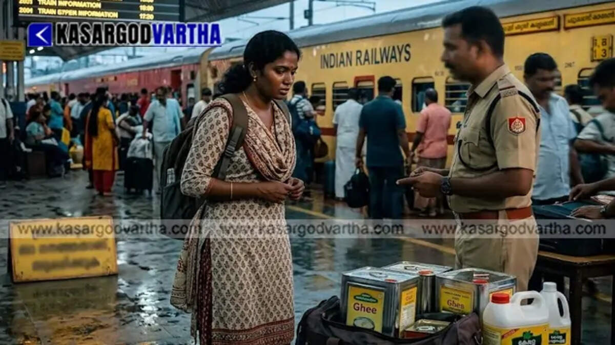 An official security screening area at an Indian railway station where passengers luggage is being verified.