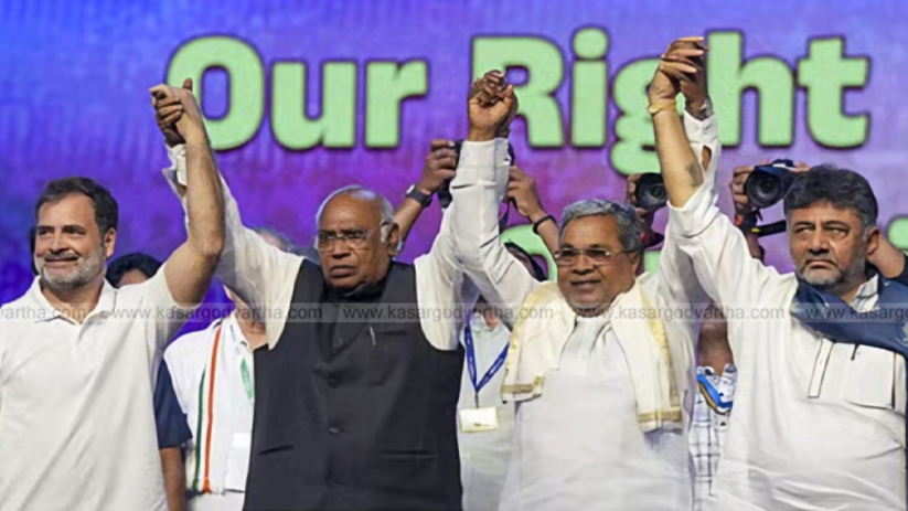 Rahul Gandhi speaking at a rally in Freedom Park, Bengaluru