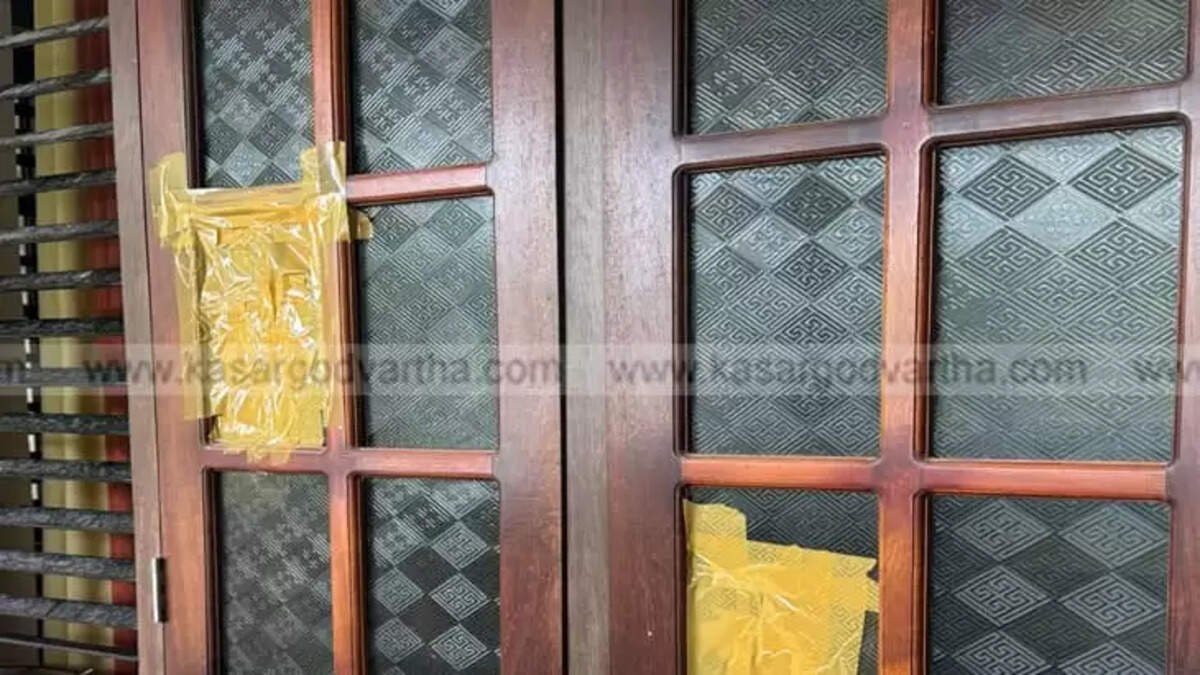 Damaged window of social activist's house in Chadanchal, Kerala