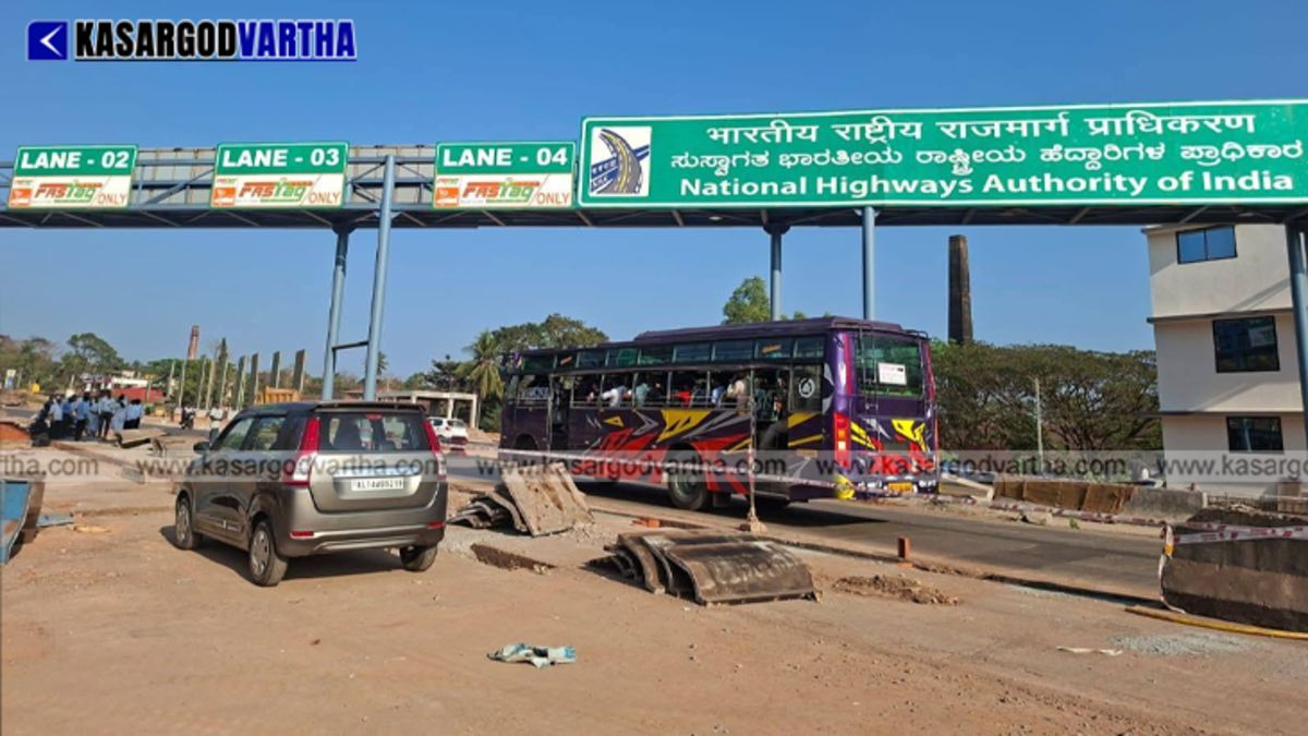 A new toll plaza under construction on the highway in Dakshina Kannada.
