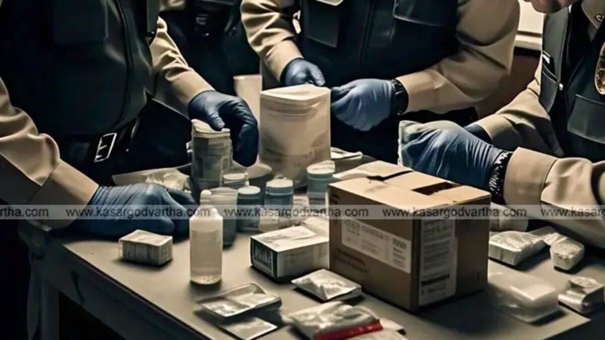 MDMA and cannabis seized by Kasaragod Police during drug crackdown.