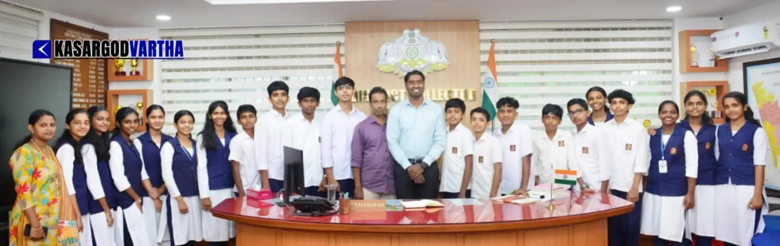 District Collector Arjun Pandia interacting with students