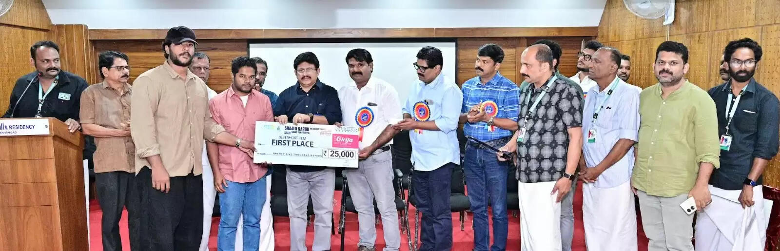 Director Rajaseanan announcing awards at the Shaji N Karun Kerala Short Film Fest.