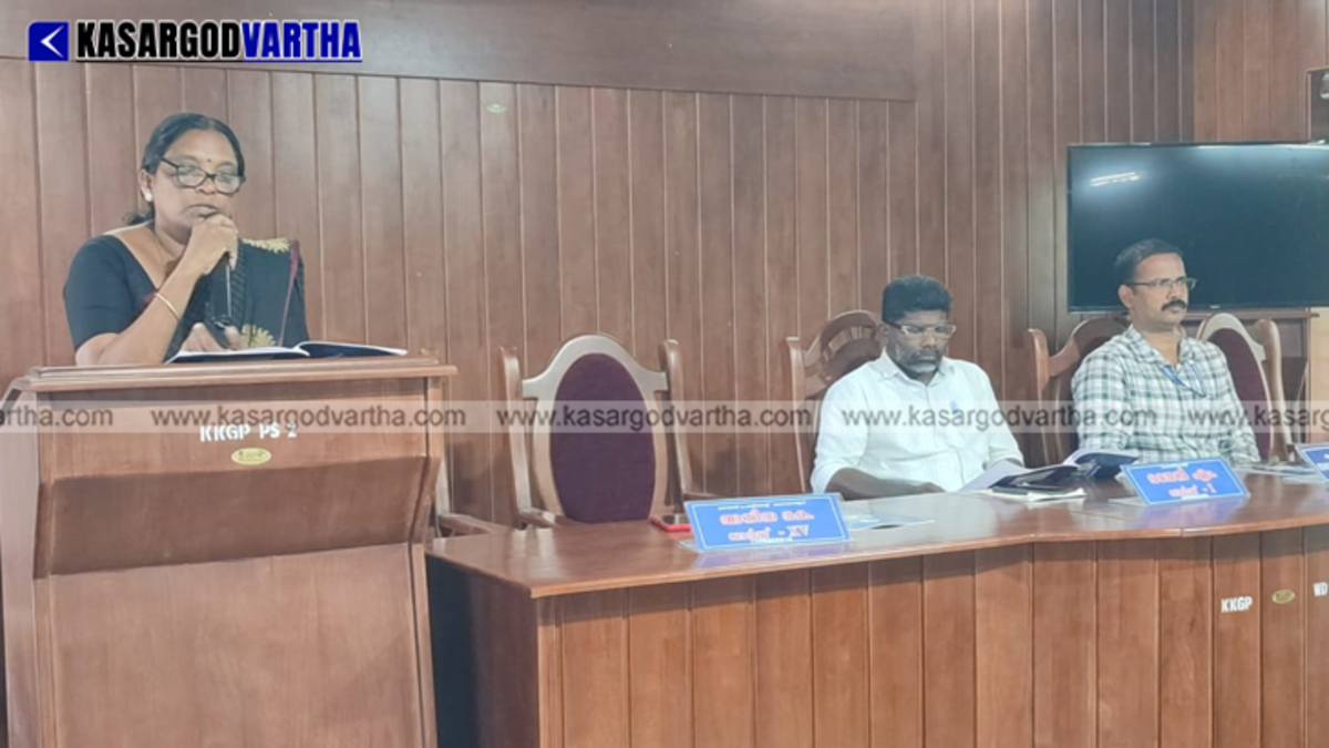 Vice President K. Anita presenting the budget for Kinanur-Karinthalam Grama Panchayat.