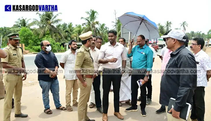 District Collector Arjun Pandian is assessing the national highway construction work in Cheruvathur Veeramalakunnu.