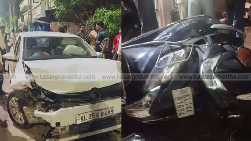 Court Employee's Car Hits Parked Car and Scooter in Kasaragod's Vidyanagar, Injuring 6-Year-Old and Rider