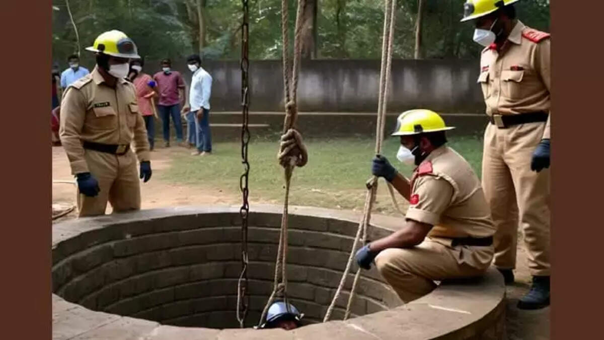 Cable Worker Rescued from Well by Firefighters and Police,&nbsp;rescue operation, firefighters, police.