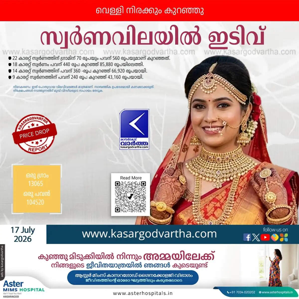 Kerala Gold Price July 17