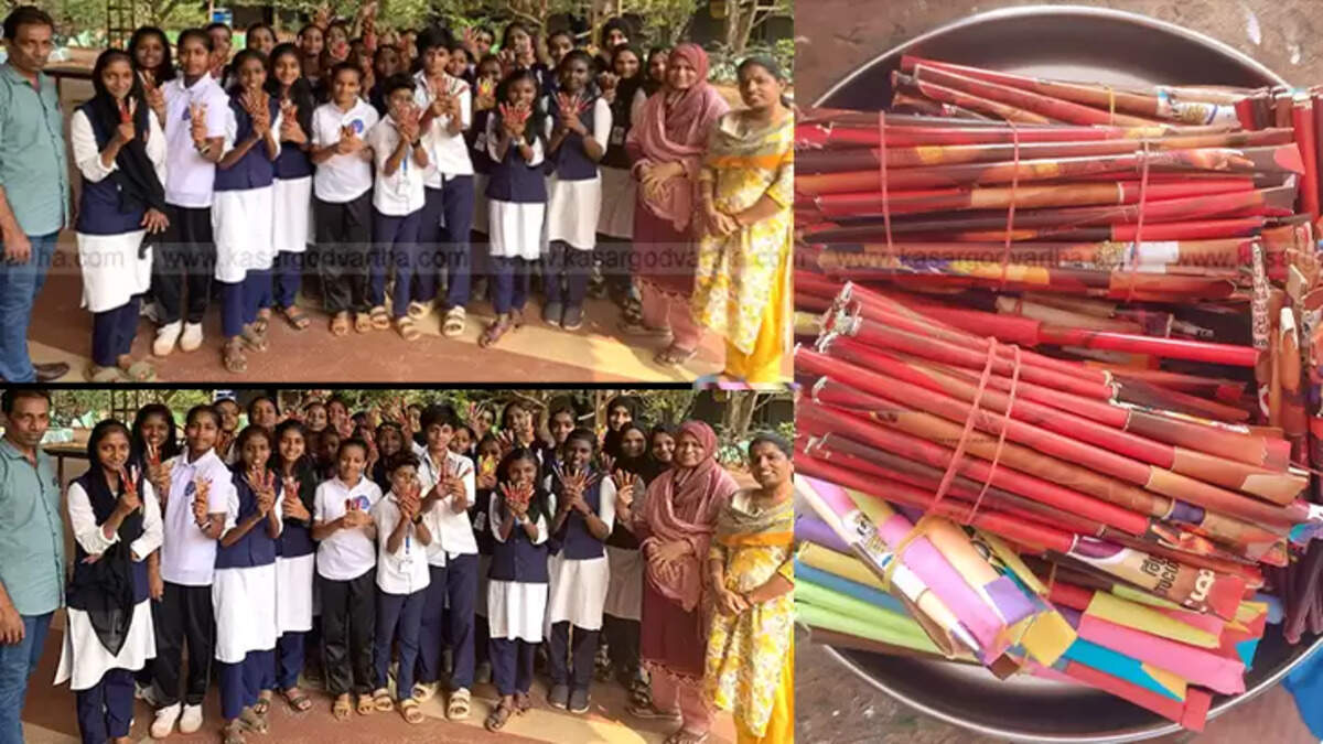 Paper pens filled with seeds for school festival