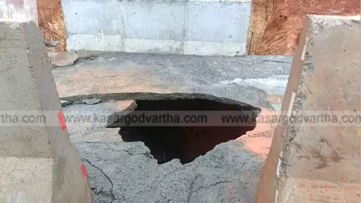 Large sinkhole on newly tarred national highway in Chattanchal.
