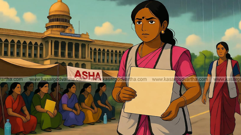 ASHA workers protest in front of the Secretariat building