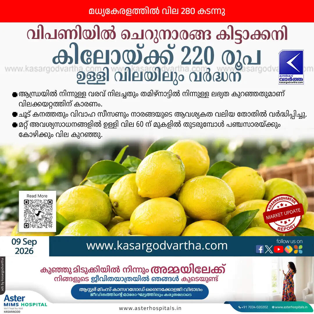kerala market lemon price hike kasaragod onion