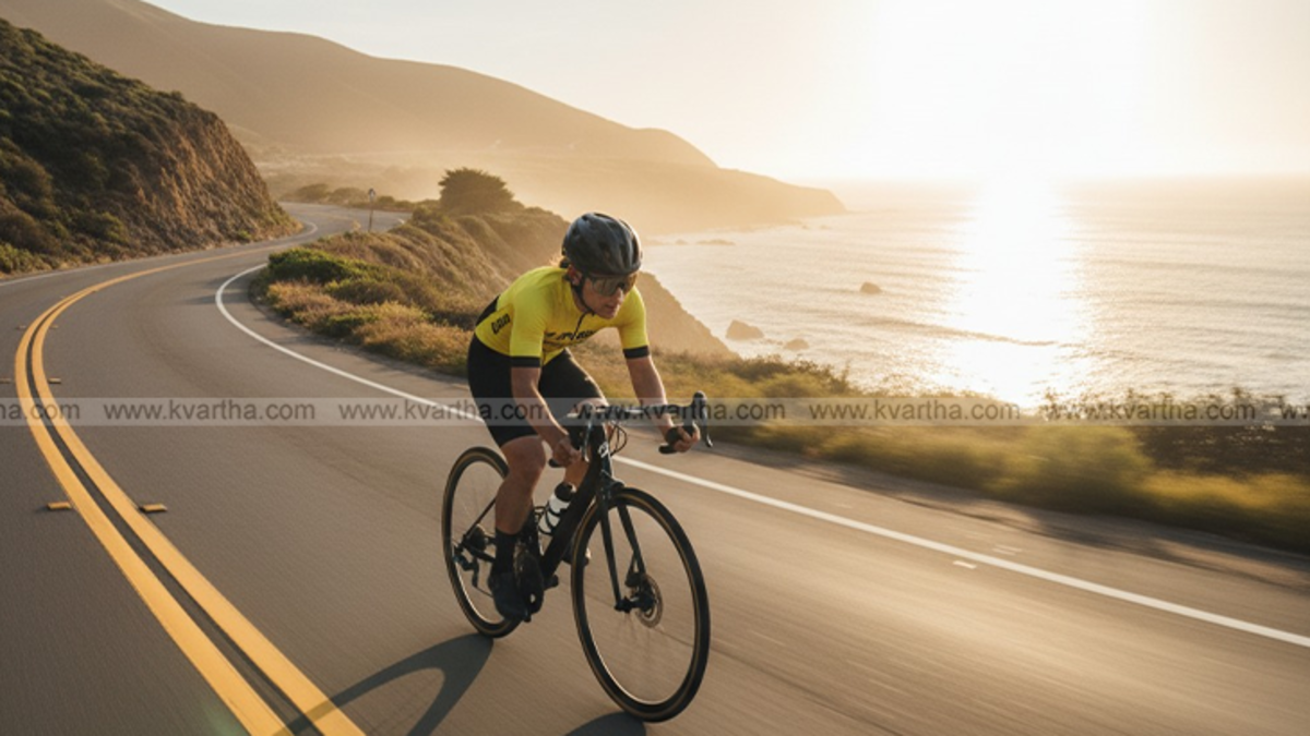 A person cycling for fitness and health benefits.