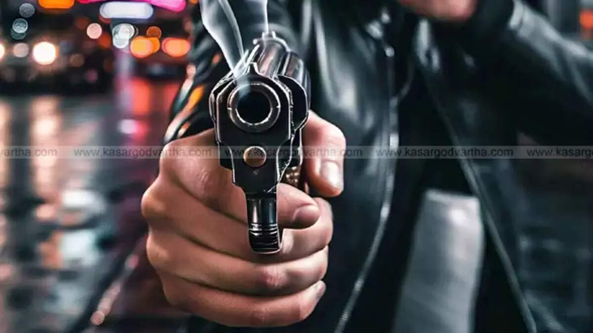 Investigation scene of the shooting in Kasargod with police and forensic experts.