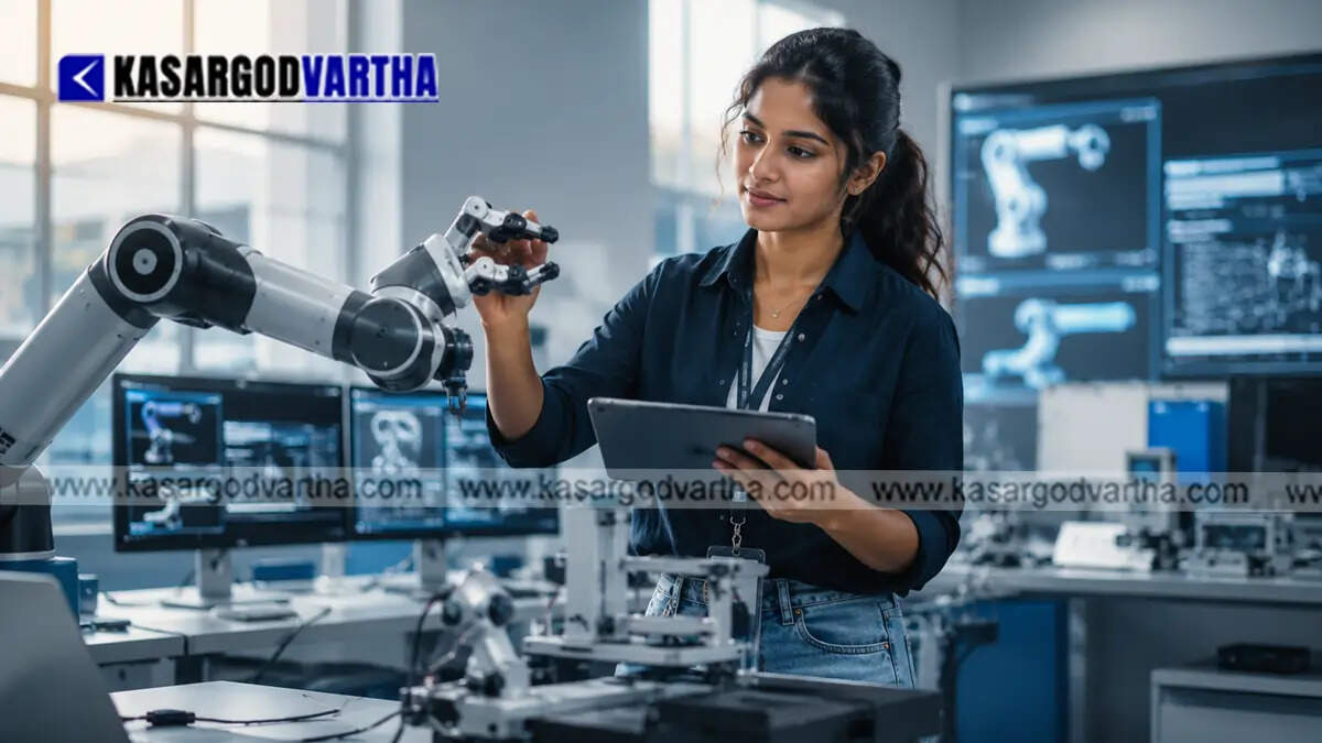  Students working with advanced robotics and computational tools in a modern engineering lab at an IIT