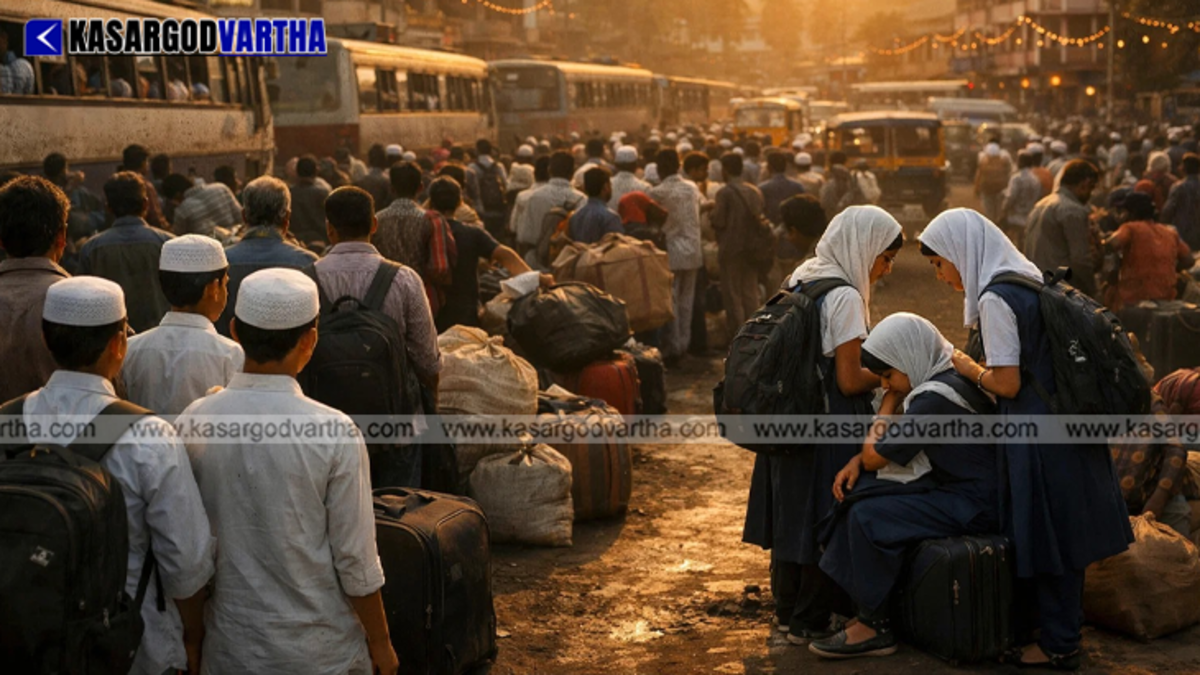 Students sitting for a high school examination in a Kerala school.